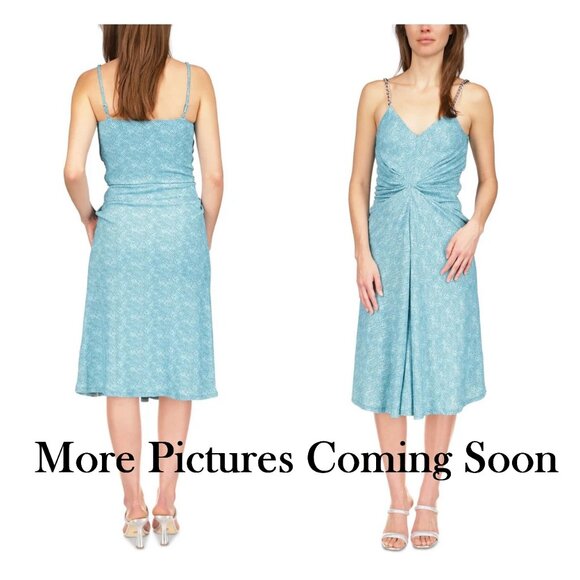 MICHAEL KORS Woman Spaghetti Straps Aqua Fit and Flare Short Dress L - Picture 3 of 6